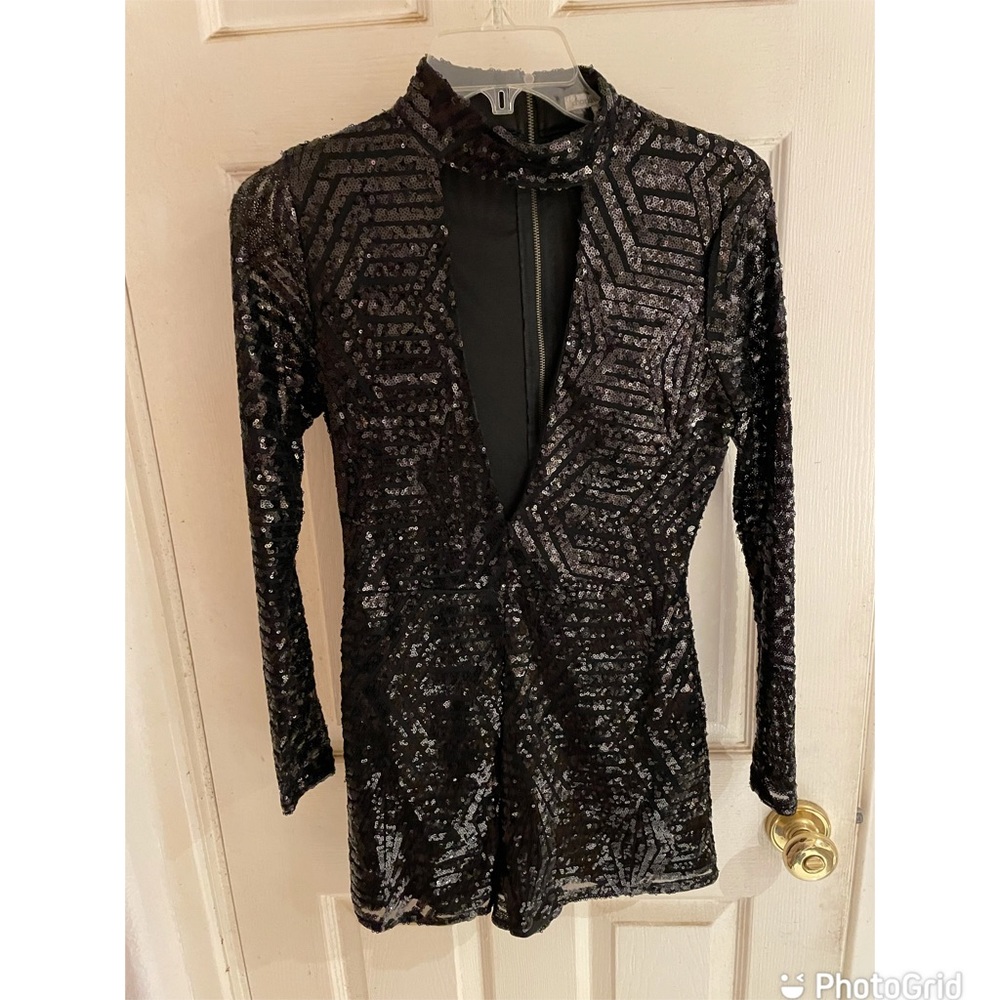 Black sequined romper